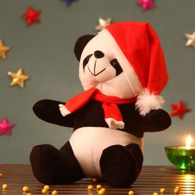 Adorable Panda Soft Toy with Santa Cap - Image 2
