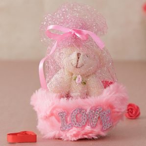 Pink Colour Soft Toy with Teddy